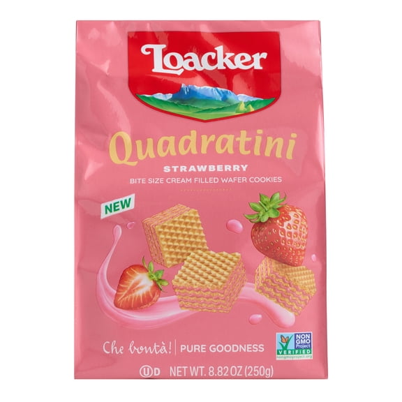 Loacker Quadratini Strawberry Wafer Cookies, 8.82 oz