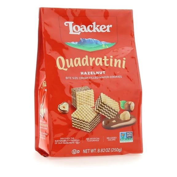 Loacker Quadratini Hazelnut Wafer Cookies, 8.82 oz