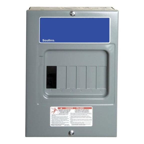 Load Center, 6 Spaces, 100A, 120/240V AC, Main Lug, 1 Phase, Mfr: HOM612L100SCP-A