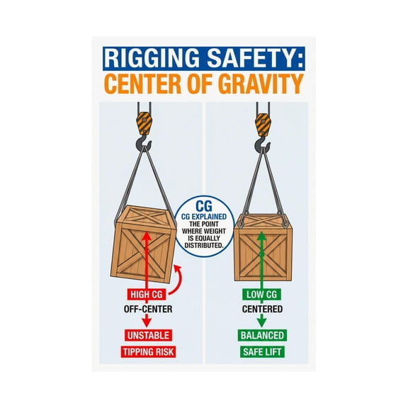 Load Handling Safety Poster Rigging Center of Gravity Chart for Heavy Equipment Operators Jobsite Wall Art