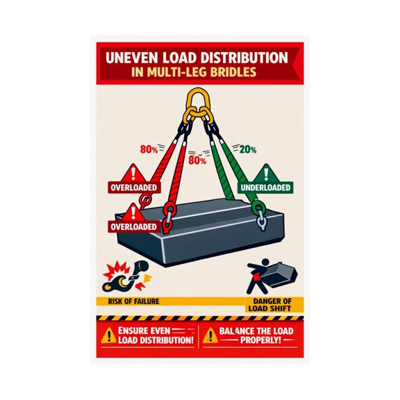 Load Handling Safety Poster Uneven Distribution and Sling Angle Guide for Heavy Equipment Operators Wall Art
