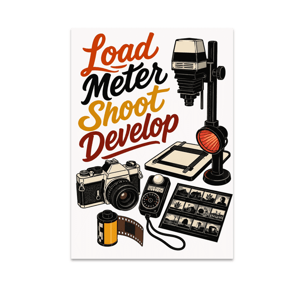 Load Meter Shoot Develop - Film Photographer Decor, 13 x 19 in Glossy Unframed Wall Poster, Vertical