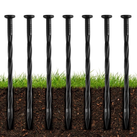 Loaddvni 50pcs 8-Inch Plastic Landscape Edging Spikes, Spiral Anchoring Nails for Weed Barrier, Paver Edging, Landscape Edging, Artificial Turf, Grass Pathways, and More
