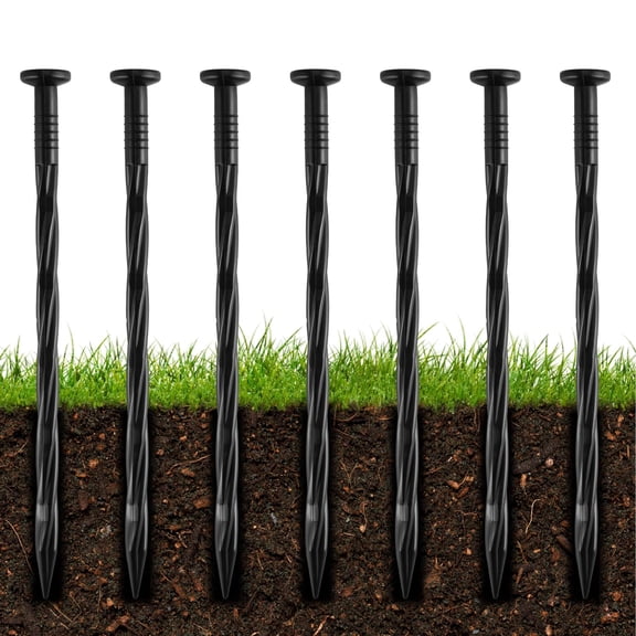 Loaddvni 50pcs 8-Inch Plastic Landscape Edging Spikes, Spiral Anchoring Nails for Weed Barrier, Paver Edging, Landscape Edging, Artificial Turf, Grass Pathways, and More