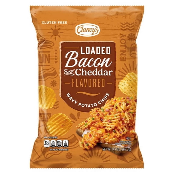 Clancy's Loaded Bacon & Cheddar Wavy Potato Chips, 9.5 oz
