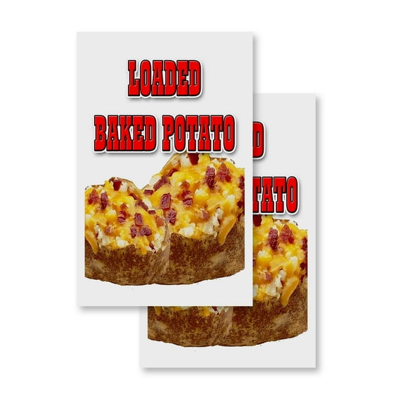 Loaded Baked Potato (2-PACK) 24" x 36" Vinyl Decals | Sign Insert Peel & Stick Decals Stickers Window Signs
