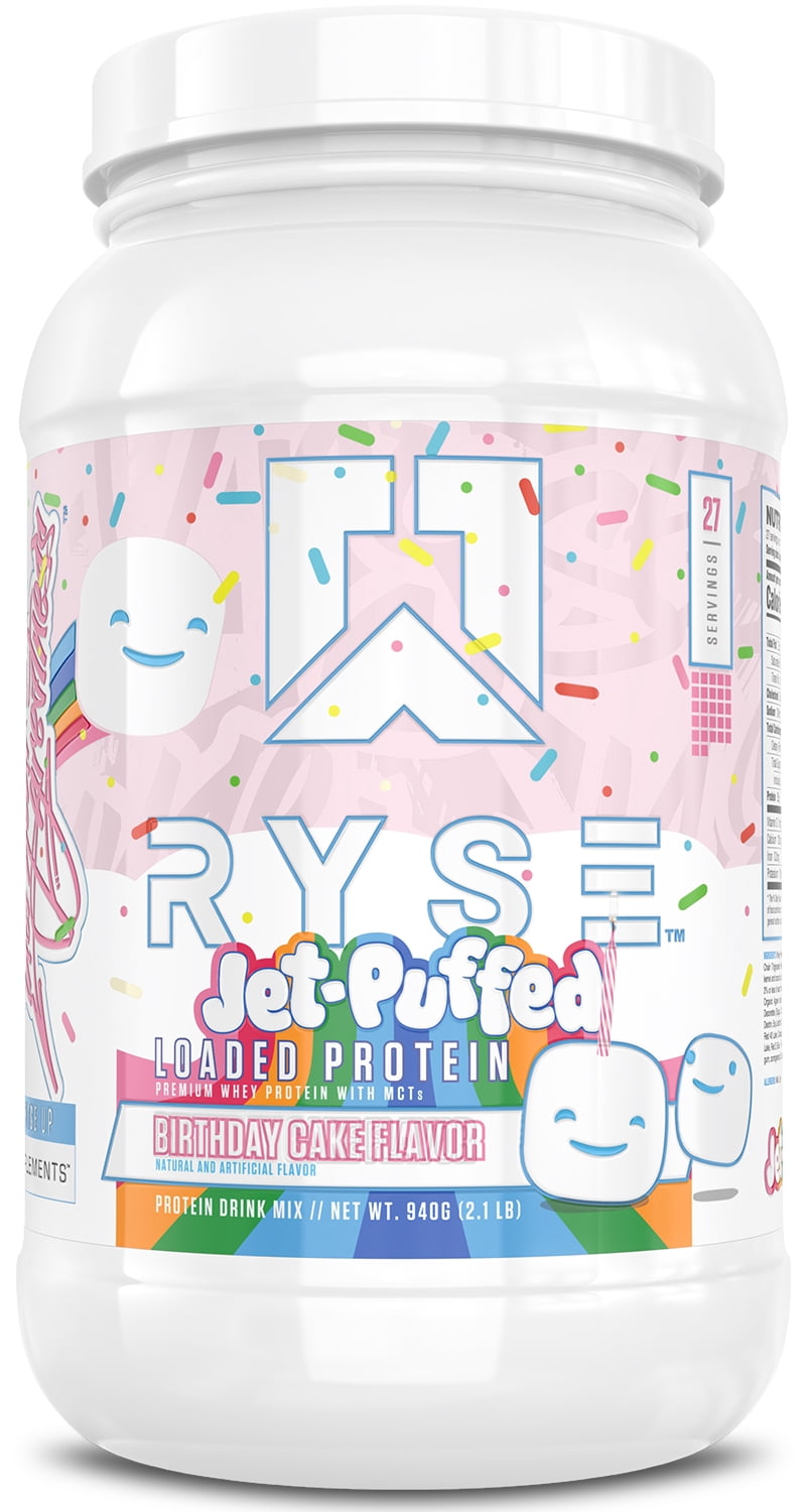 RYSE Loaded Protein Powder - Jet-Puffed Birthday Cake - 27 Servings
