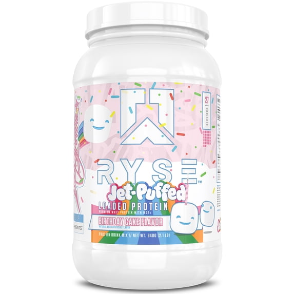 RYSE Loaded Protein Powder - Jet-Puffed Birthday Cake - 27 Servings