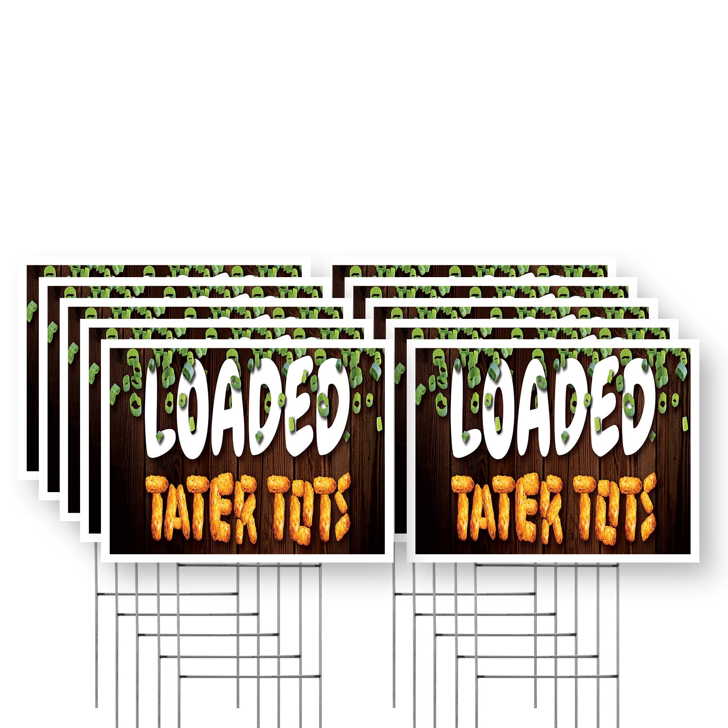 Total Tots Sign Loaded Tater Tots Yard Sign 10 Pack of 12 Inch x 16 Inch Double Sided ...