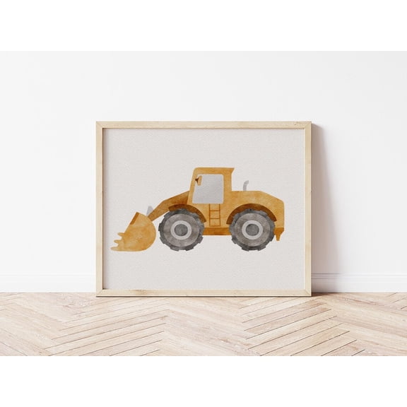 Loader Truck Poster: Yellow Construction Vehicle Nursery Art, Unframed Poster Size 24x36