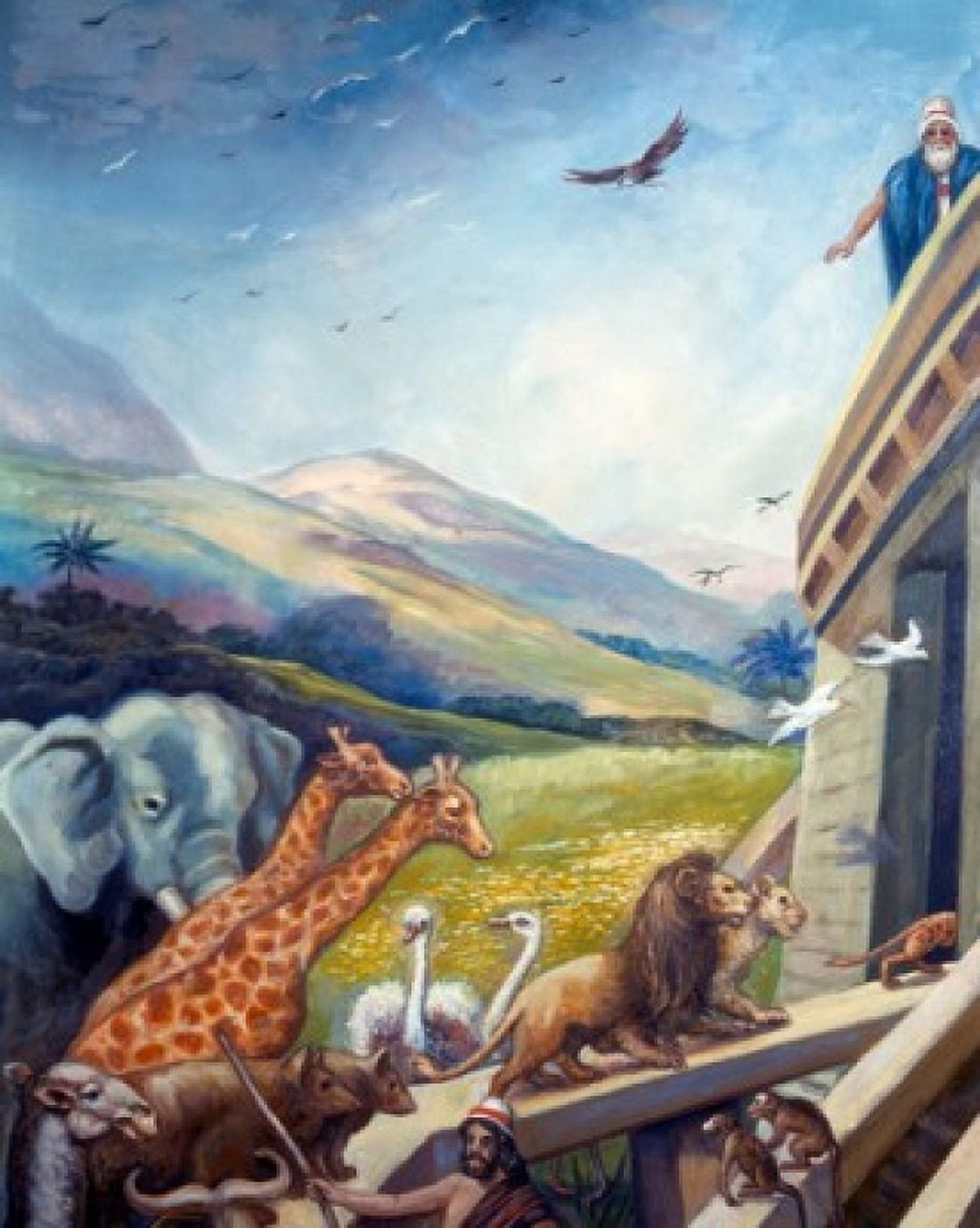 Loading Animals into Ark by Vittorio Bianchini (1797-1880) Canvas Art - Vittorio Bianchini (18 x 24)