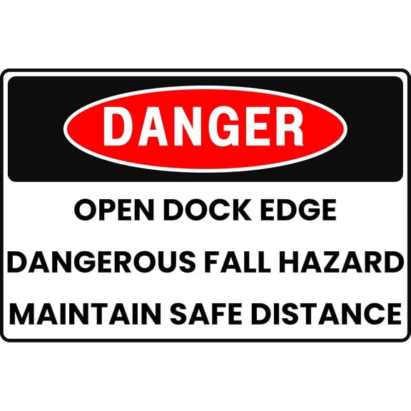 Loading Dock Edge Fall Hazard Warning Safety Sign, 8 x 12 Inch Rust-Resistant Aluminum with UV-Resistant Graphics