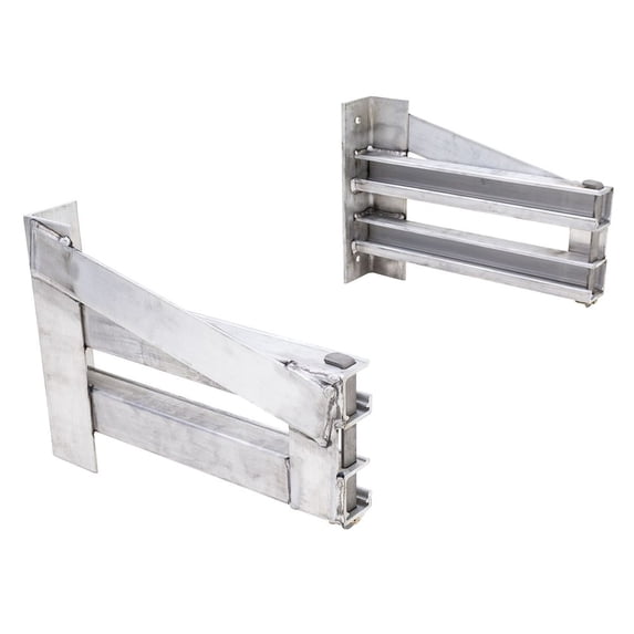 Loading Ramp Storage Brackets for Step Deck Trailers without Knee Braces