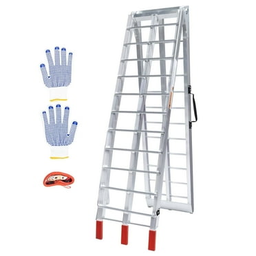 Loading Ramps, 900 lb Capacity Aluminum Folding Motorcycle Ramps for Pickup Trucks Bed, Trailers Ramp with Load Straps for Wheelbarrow, Mountain Bikes, Electric Bikes, Motocross, Scooters, 1Pc
