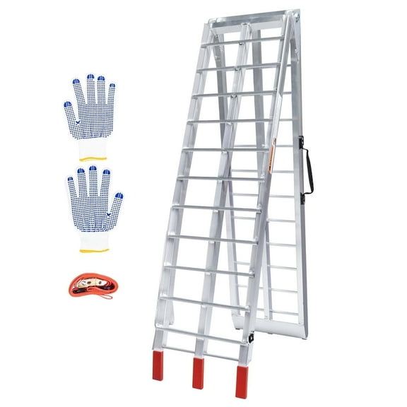 1Pcs Loading Ramps,900lb Capacity Aluminum Folding Motorcycle Ramps for Pickup Trucks Bed with Load Straps for Wheelbarrow,Mountain Bike,Motocross