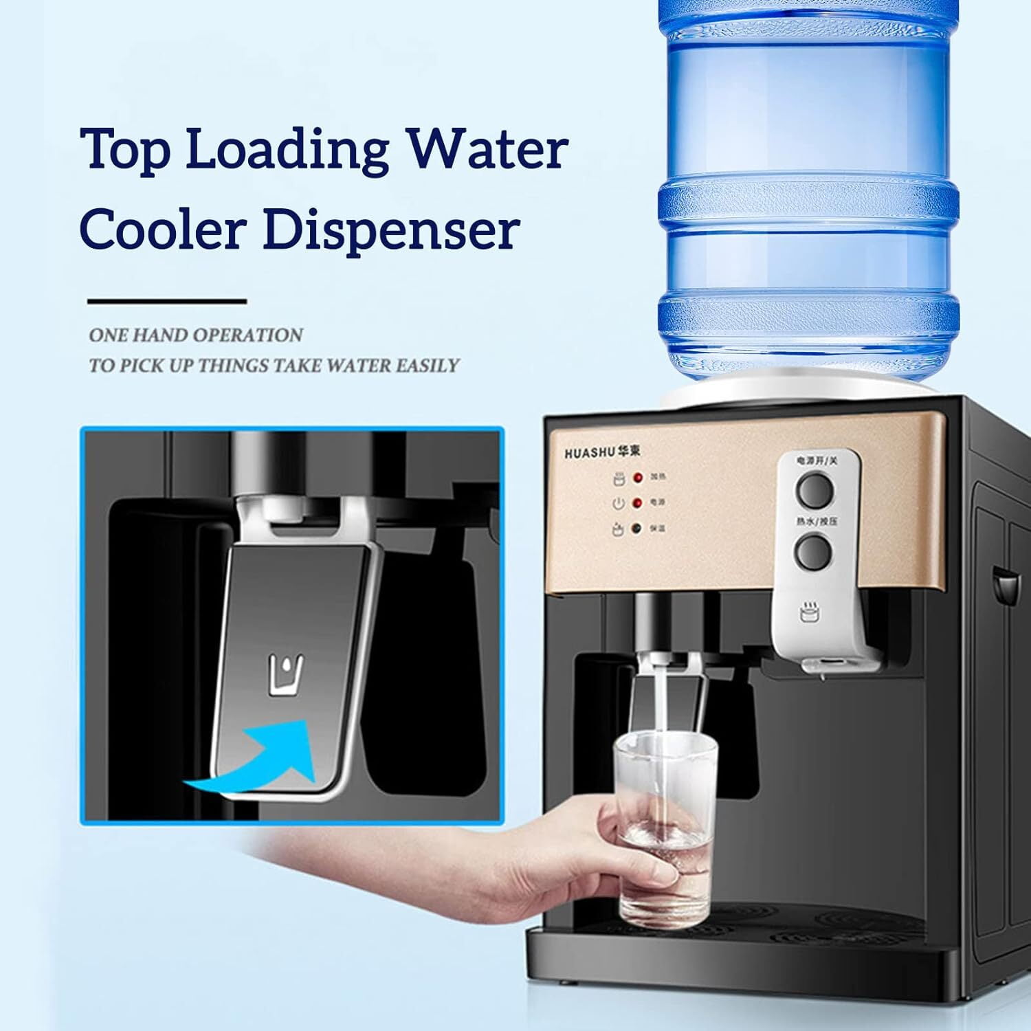 PEAKORALoading Small Water Cooler Dispenser 5-Gallon Cold and Hot Water Dispenser Top