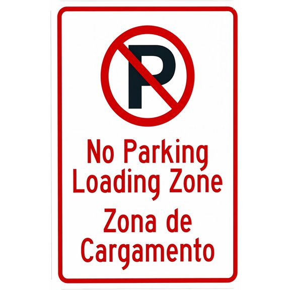 Loading Zone Zona De Cargamento No Parking Sign - 8"x12", Metal Security Decor for Home, Business, Yard, Garden