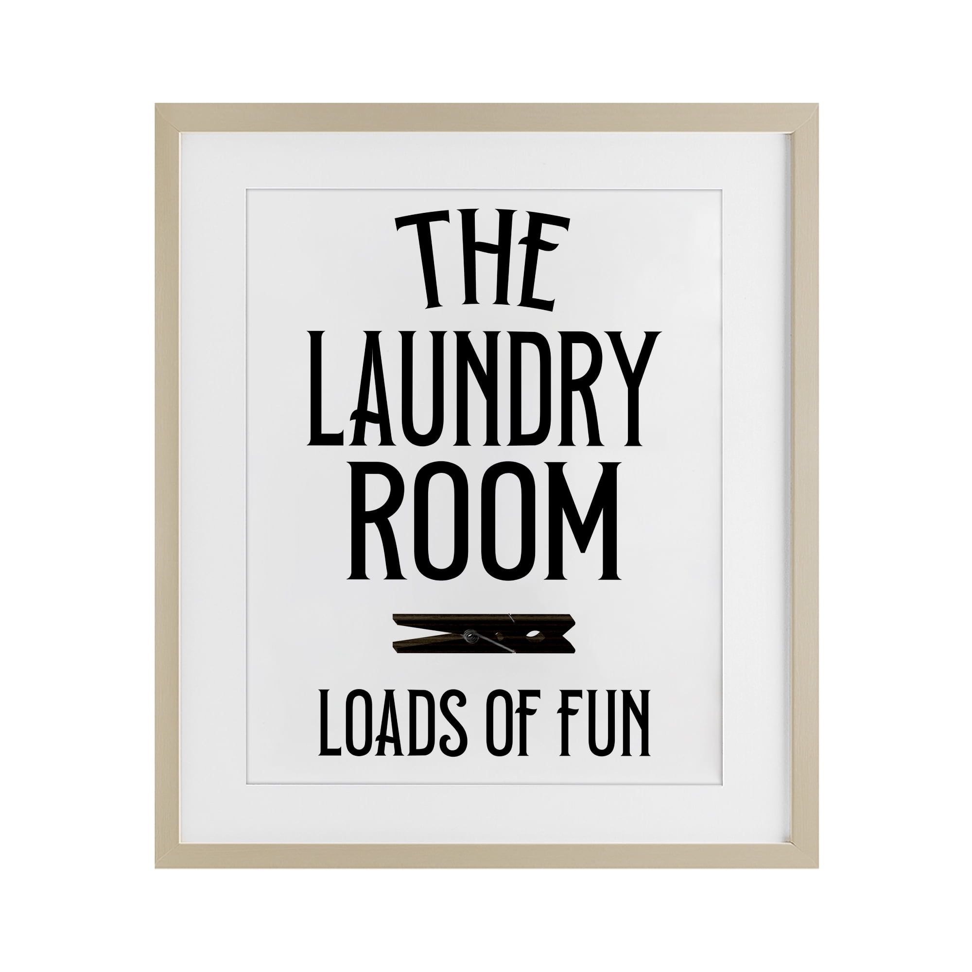 Loads Of Fun Clothespin Birch Framed Print Under Glass, design by Kim Allen