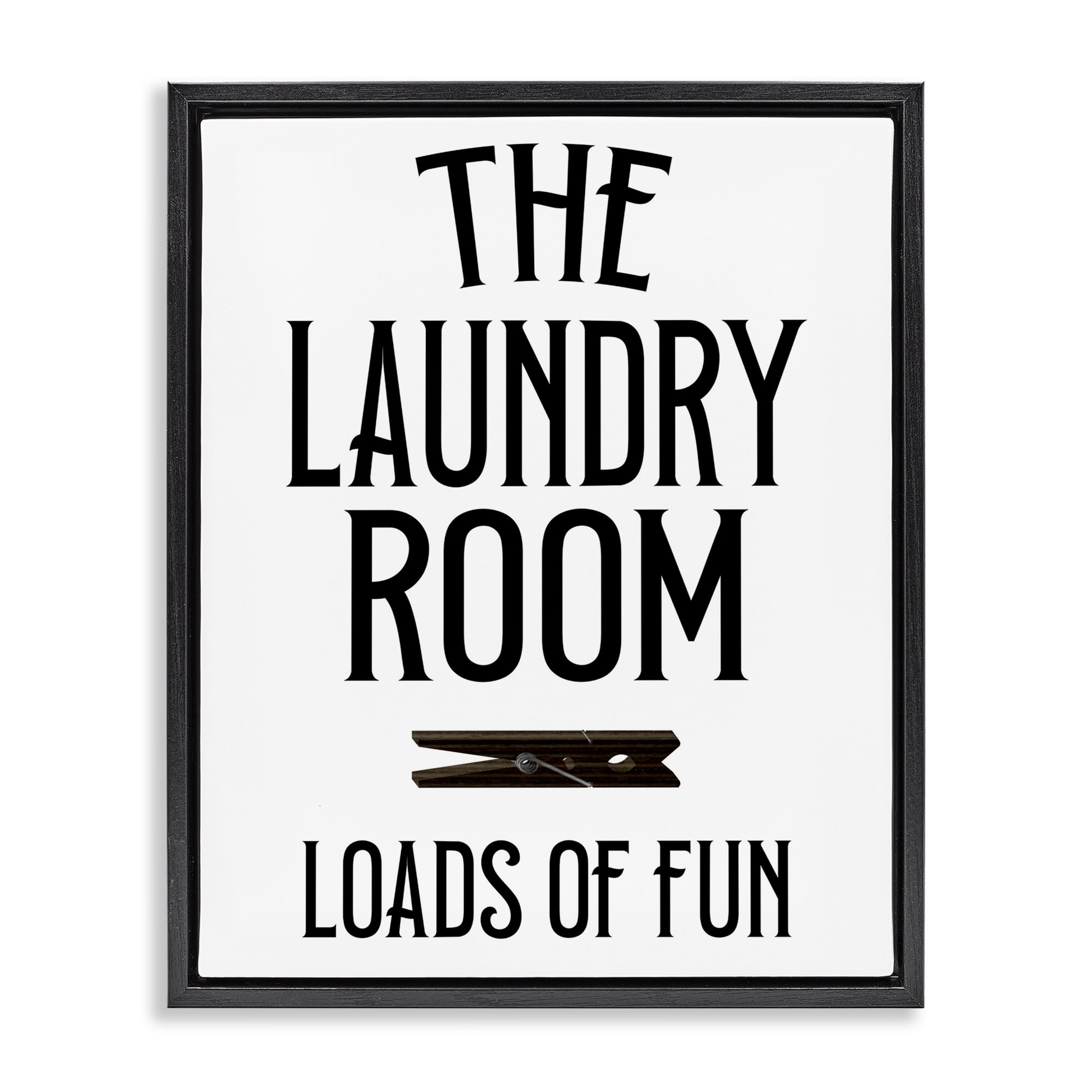 Loads Of Fun Clothespin Black Framed Floater Canvas Wall Art, design by Kim Allen