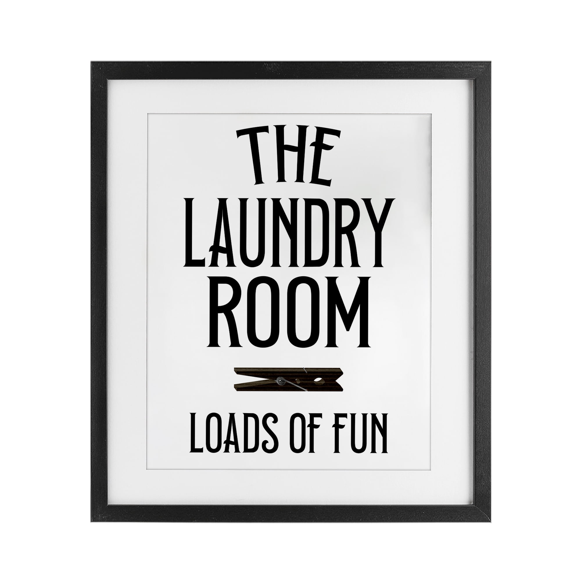 Loads Of Fun Clothespin Black Framed Print Under Glass, design by Kim Allen