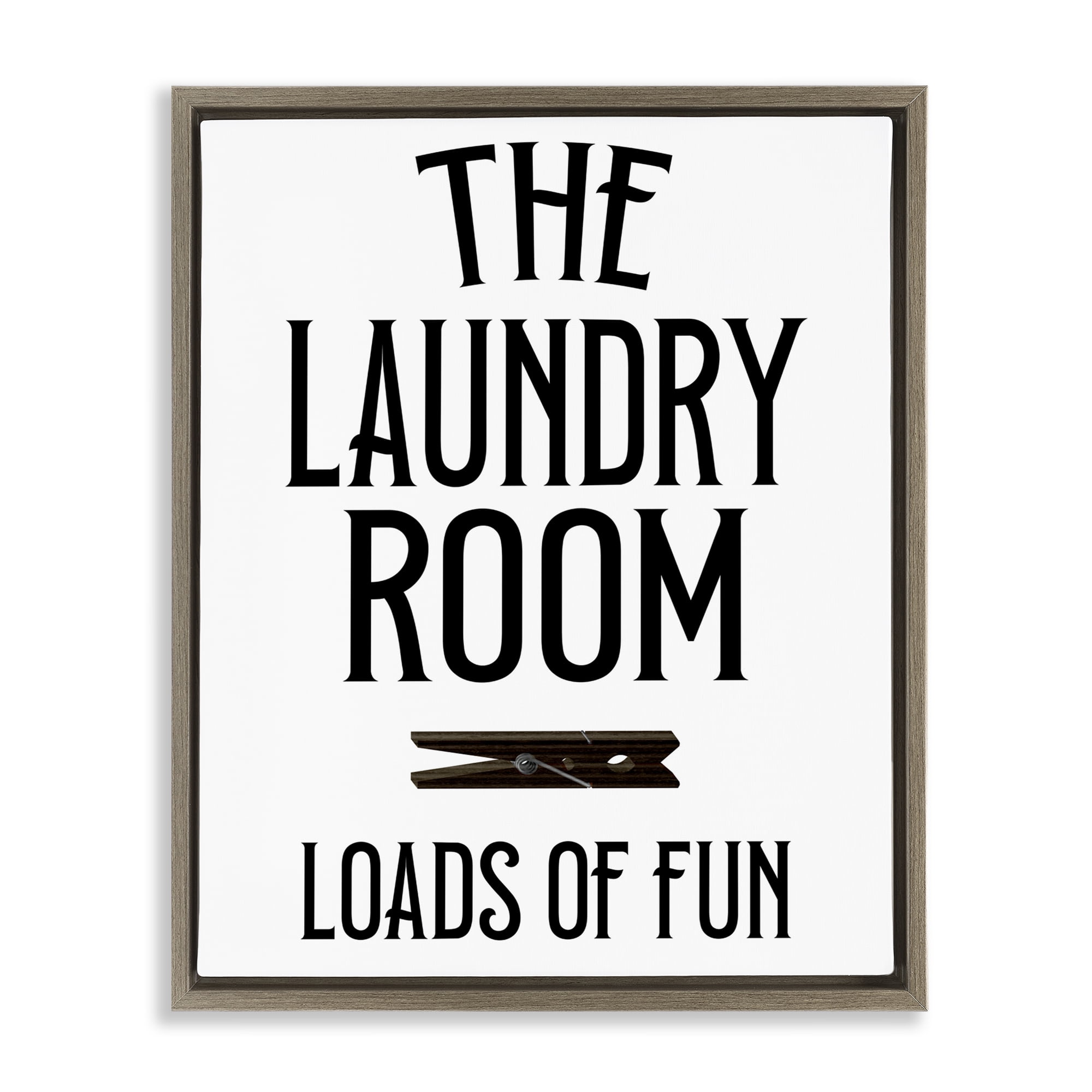 Loads Of Fun Clothespin Brown Framed Floater Canvas Wall Art, design by Kim Allen