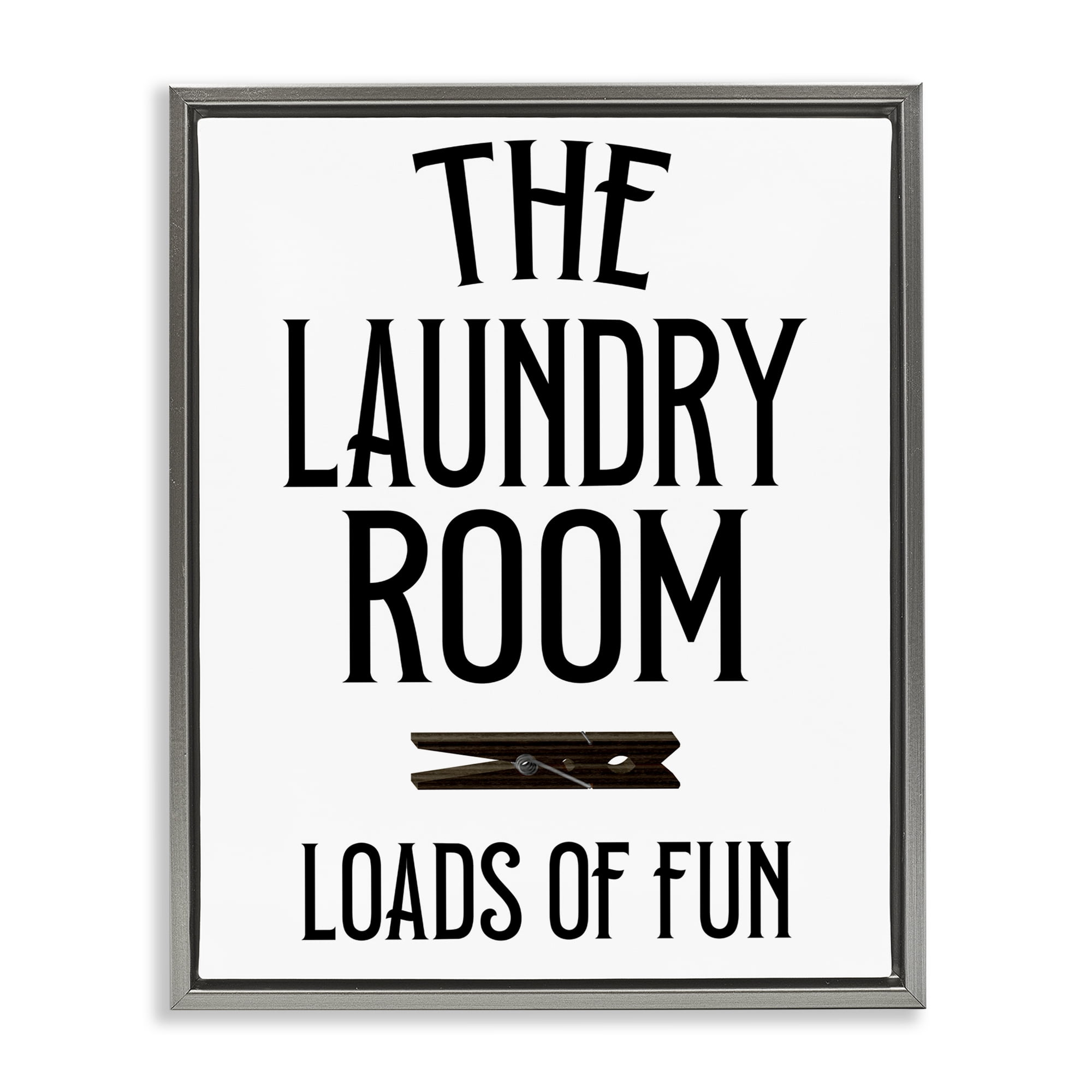 Loads Of Fun Clothespin Gray Framed Floater Canvas Wall Art, design by Kim Allen