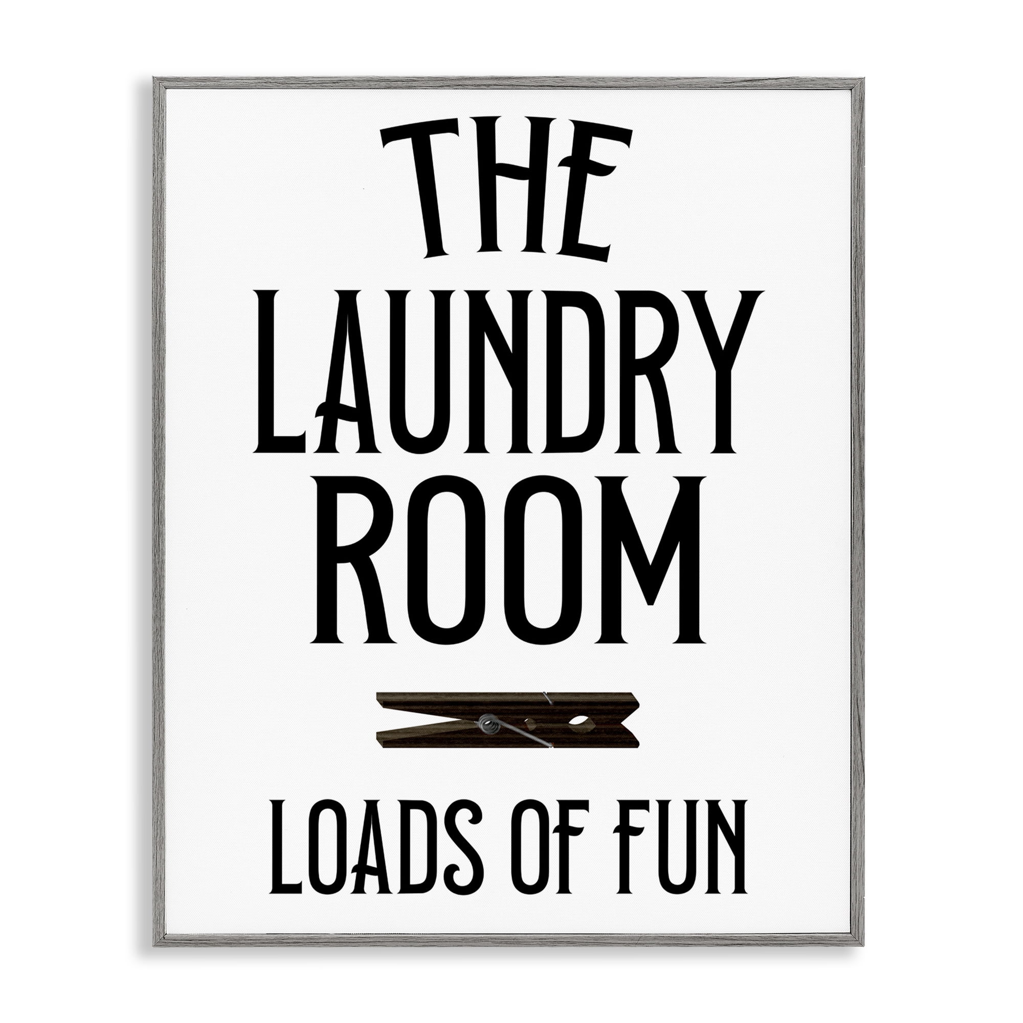 Loads Of Fun Clothespin Gray Framed Giclee Art, design by Kim Allen