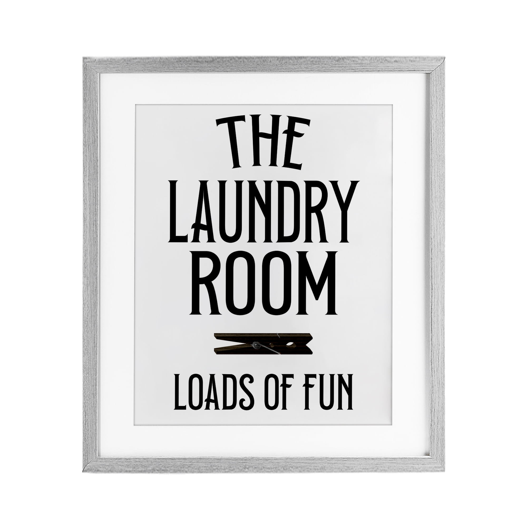 Loads Of Fun Clothespin Gray Framed Print Under Glass, design by Kim Allen