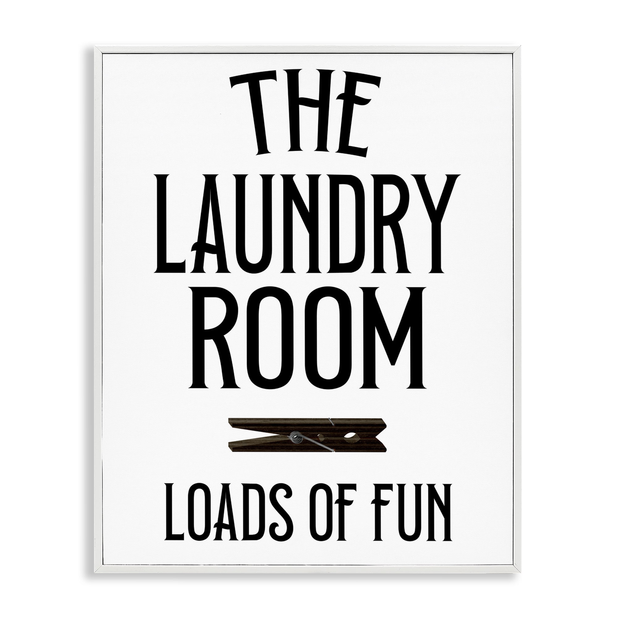 Loads Of Fun Clothespin White Framed Giclee Art, design by Kim Allen