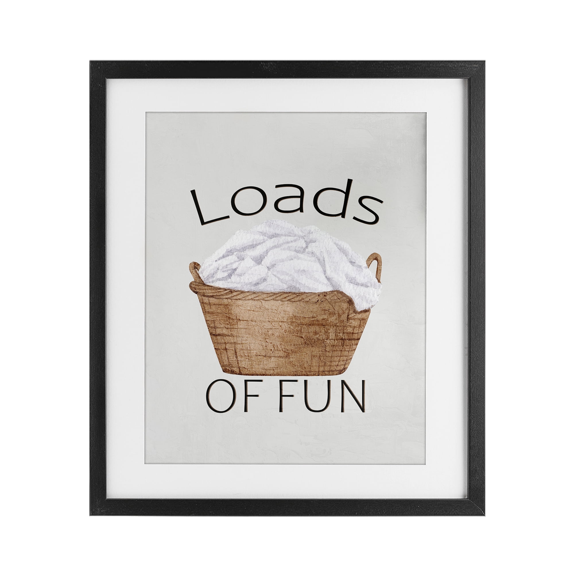 Loads Of Fun Laundry Basket Black Framed Print Under Glass, design by Kim Allen