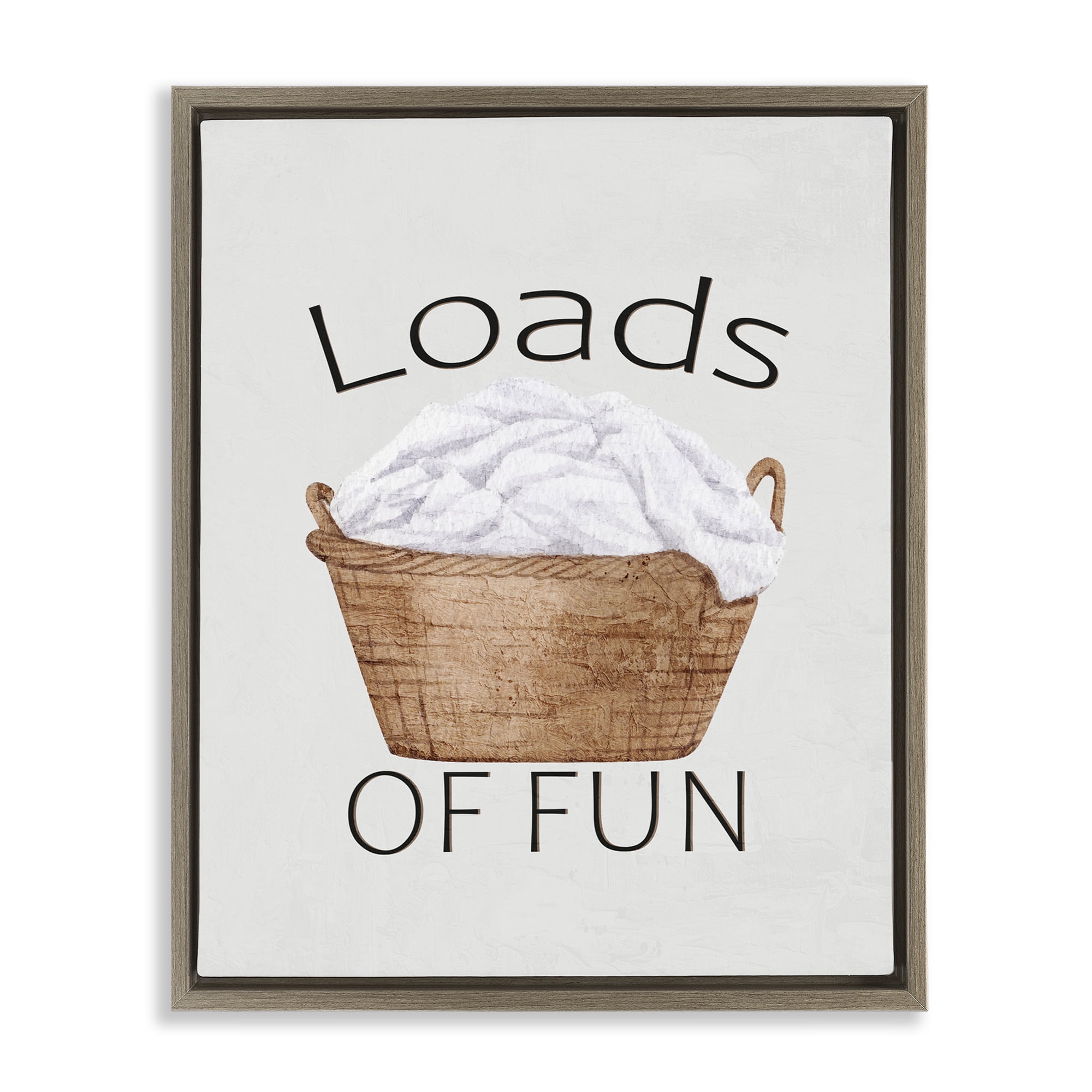 Loads Of Fun Laundry Basket Brown Framed Floater Canvas Wall Art, design by Kim Allen