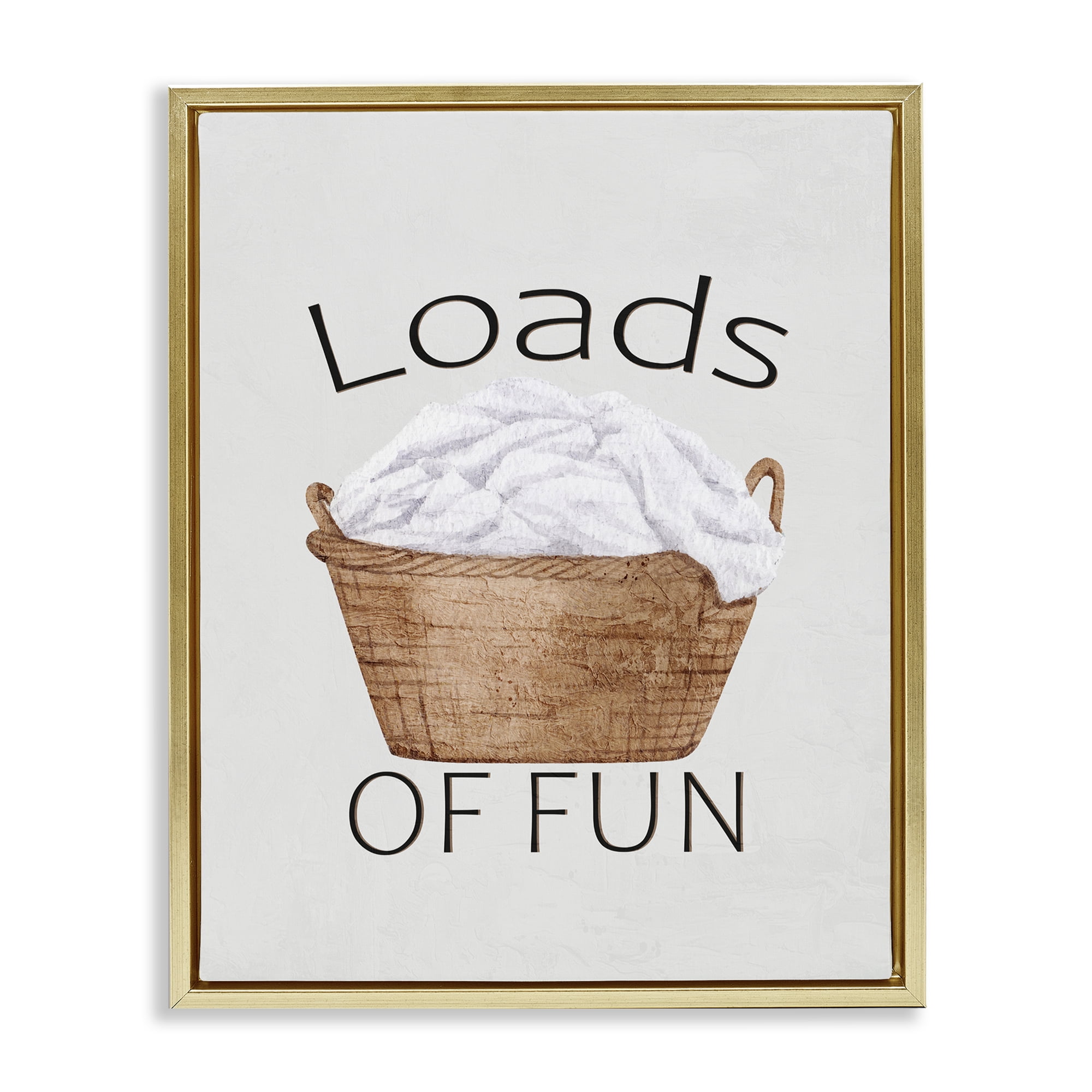 Loads Of Fun Laundry Basket Gold Framed Floater Canvas Wall Art, design by Kim Allen