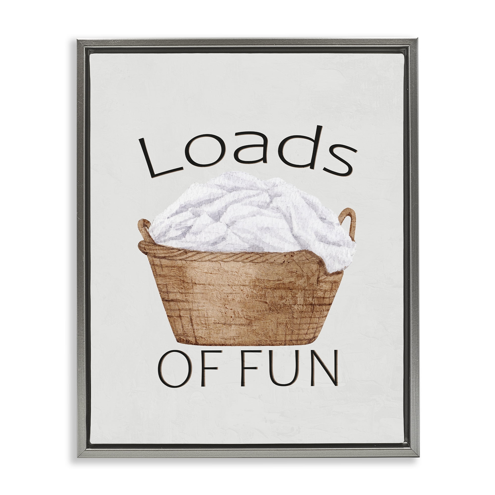 Loads Of Fun Laundry Basket Gray Framed Floater Canvas Wall Art, design by Kim Allen