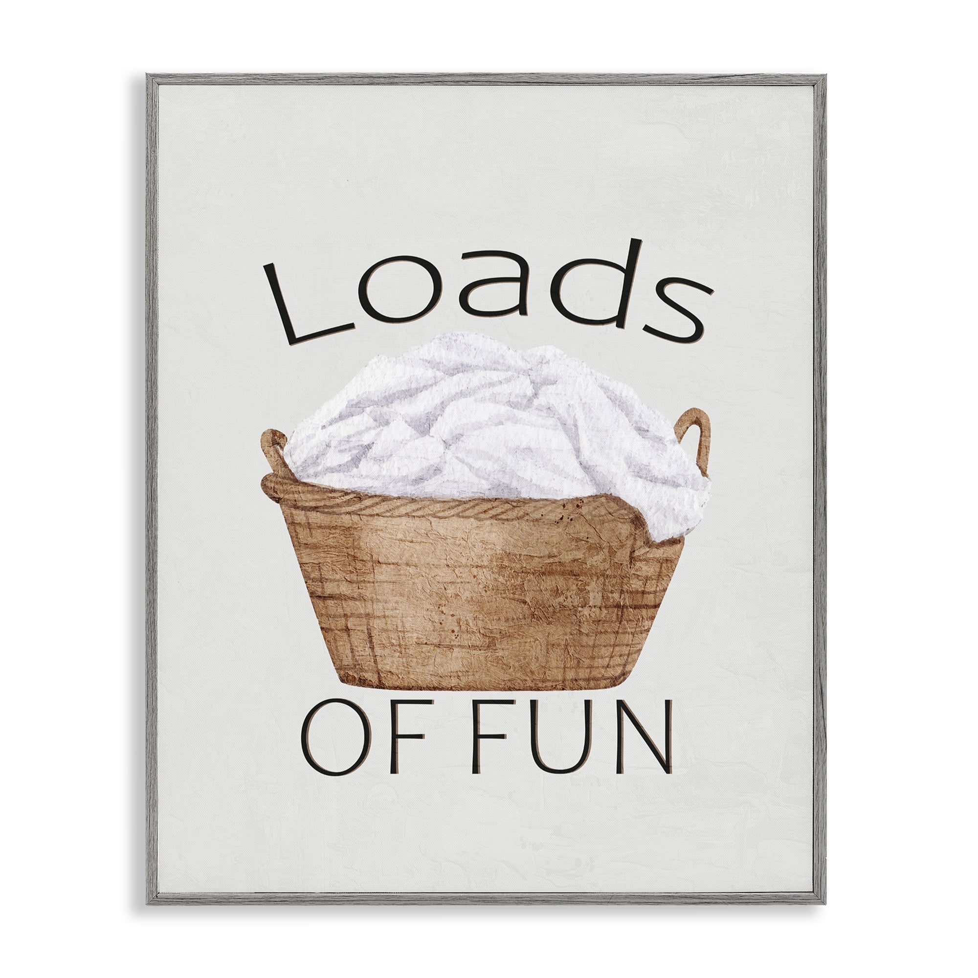 Loads Of Fun Laundry Basket Gray Framed Giclee Art, design by Kim Allen