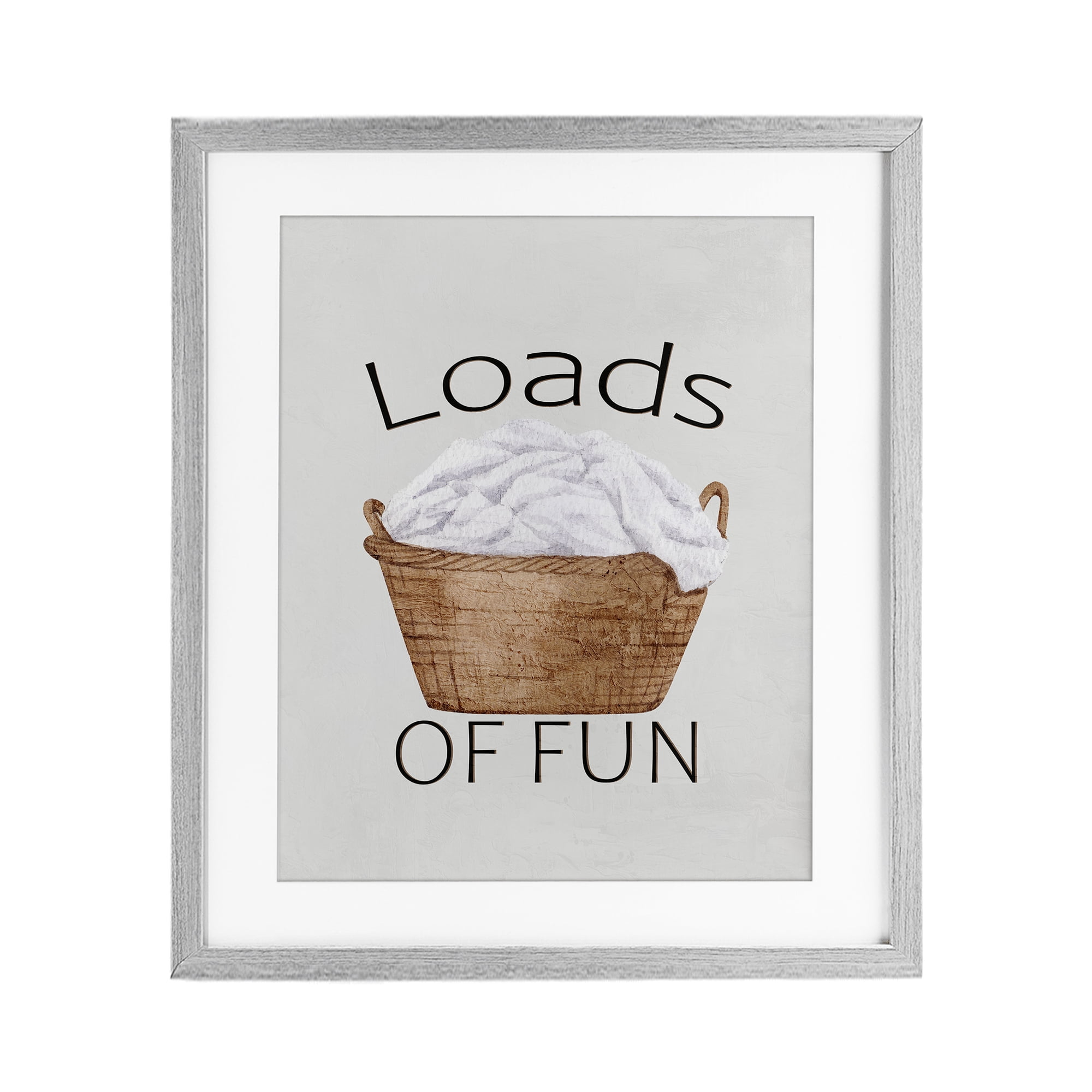 Loads Of Fun Laundry Basket Gray Framed Print Under Glass, design by Kim Allen