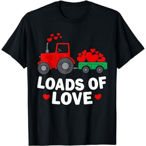Loads Of Love Tractor Cute Valentines Day Truck Toddler Boys T-Shirt