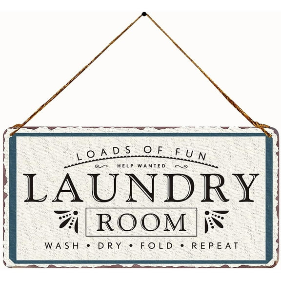 Loads of Fun Laundry Room Vintage Metal Sign Wall Art Hanging Rustic Farmhouse Home Decor for laundry room, Bathroom, Washroom 5X10 Inch