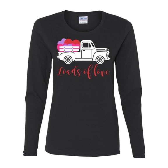 Loads of Love Valentine's Day Women's Long Sleeve Shirt-Black-XL