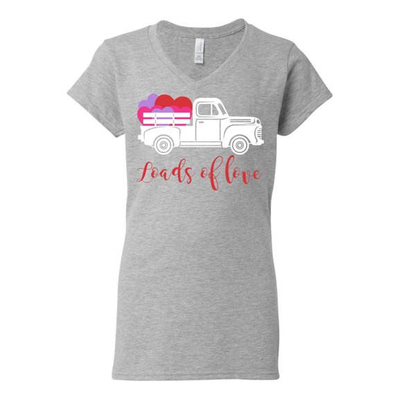 Loads of Love Valentine's Day Women's V-Neck Shirt-Sports Grey-3xl