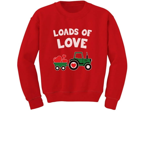 Loads of Love Valentine's Gift Tractor Loving Toddler/Kids Sweatshirts 5/6 Red