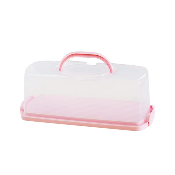 Loaf Cake Keeper,Plastic Rectangular Bread Box with Portable Handle, Portable Bread Box with Handle,Loaf Cake Storage Container Box for Storing Banana Bread,Pumpkin Bread (Rectangular-Pink)