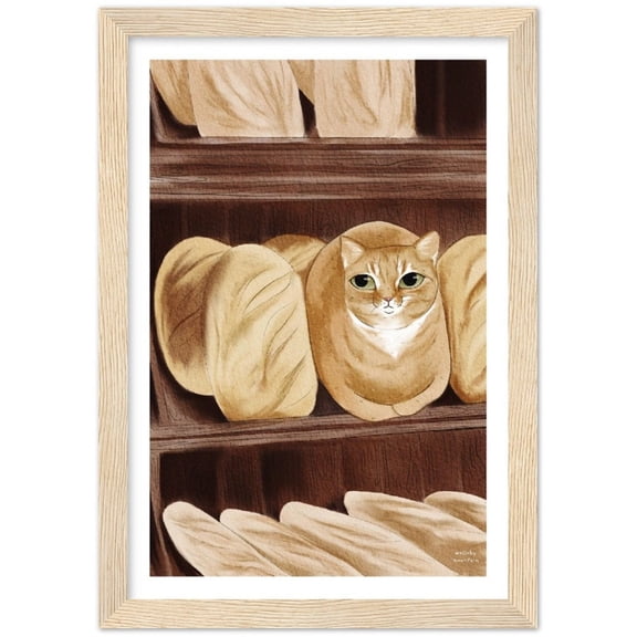Loaf Cat Wall Art Cute Cat Illustration Decor, Unframed Paper Print Size 8x12