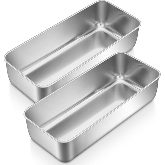 Loaf Pans for Baking Bread, 12 x 5 Inch Large Stainless Steel Bread Loaf Pan Tins for Homemade Meatloaf Cake Brownies, Healthy & Sturdy, Oven & Dishwasher Safe, 2Pcs