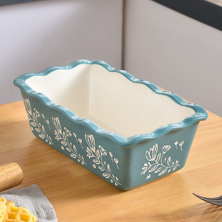 Loaf Pan Bread Pan Ceramic Loaf Pans for Baking Porcelain Baking Pans Nonstick Blue Green Size 9.8a x 5.5a x 3.2a