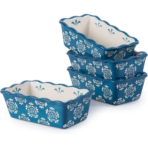 Loaf Pan Ceramic Bread Pan, 4pcs Mini Loaf Baking Pans, Mini Loaf Pans for Baking Bread, Nonstick Bread Loaf pan, 6inch Meatloaf Pan, Baking Pans for Kitchen