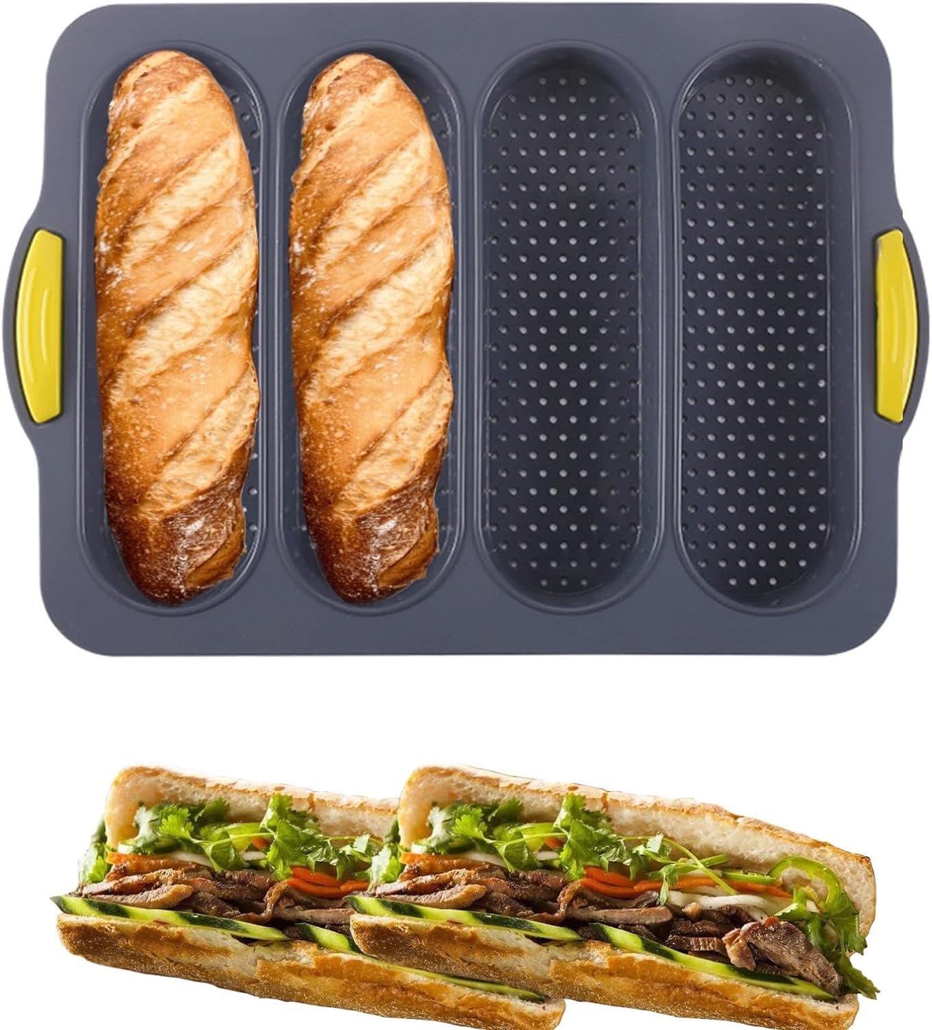 RELAND SUN Bread Baking Mold - Round Baguette Hamburger Bun Silicone Mould, Non-Stick, Glass Fiber Reinforced - View #6