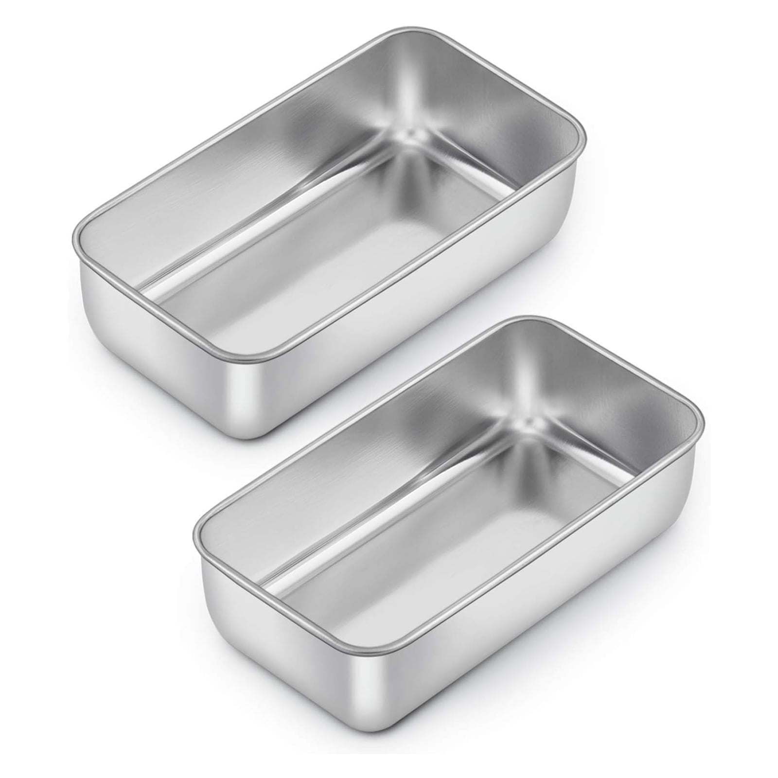 Loaf Pan Set of 2, VeSteel 9x5 Inch Bread Pans, Stainless Steel Loaf Toast Baking Pans For Bread Meatloaf Lasagna Cake, Healthy & Non Toxic,Deep Side & Smooth Roll, Oven & Dishwasher Safe