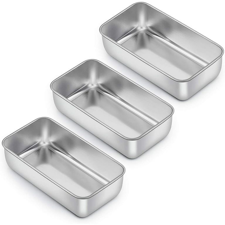 Loaf Pan Set of 3, Vesteel 9x5 inch Bread Pans, Stainless Steel Loaf Toast Baking Pans for Bread Meatloaf Lasagna Cake, Healthy & Non Toxic,Deep Side