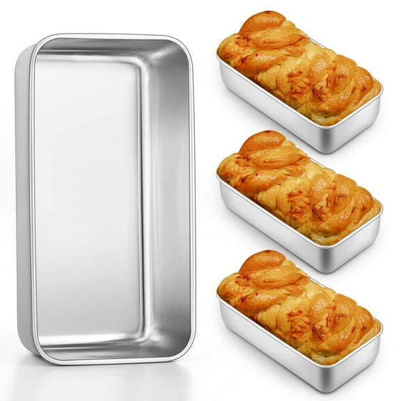 Loaf Pan Set of 4, VeSteel 9x5 Inch Bread Pans, Stainless Steel Loaf Toast Baking Pans For Bread Meatloaf Lasagna Cake, Healthy & Non Toxic, Oven & Dishwasher Safe