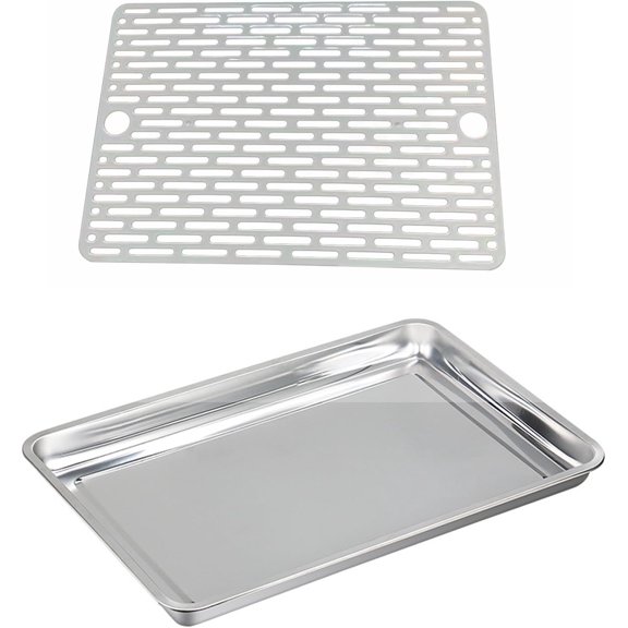 Loaf Pans for Baking Sheet, 14 Inch Extra Large Stainless Steel Bread Cookie Pan Tins for Homemade Meatloaf Cake Brownies, Healthy Duty Bakeware Tray, Dishwasher Safe, 2Pcs